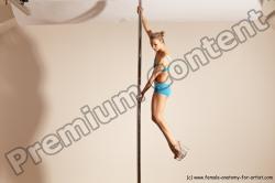 Underwear Gymnastic poses Woman White Moving poses Slim long blond Dynamic poses Academic